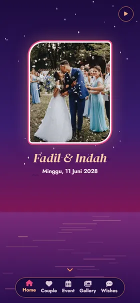 Tampilan awal undangan Senja Magenta