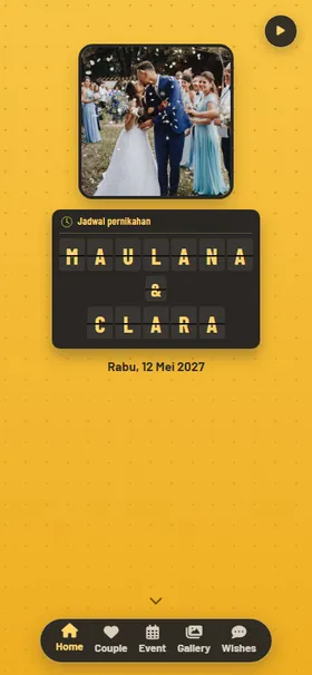 Tampilan awal undangan Papan Flip Marigold