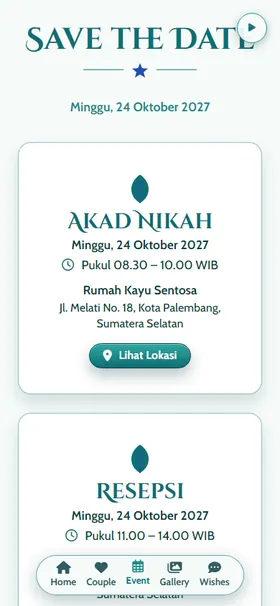 Detail acara undangan Kipas Merak