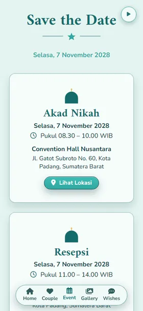 Detail acara undangan Mashrabiya Tosca