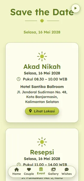 Detail acara undangan Irisan Jeruk Nipis