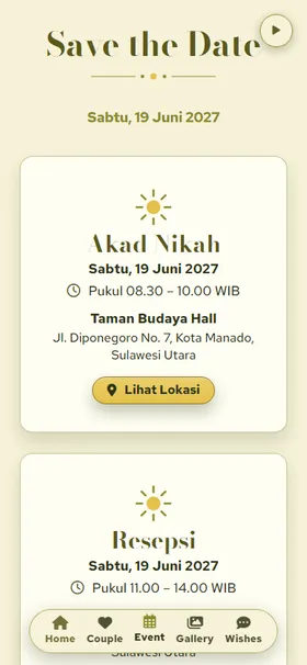 Detail acara undangan Tetes Zaitun