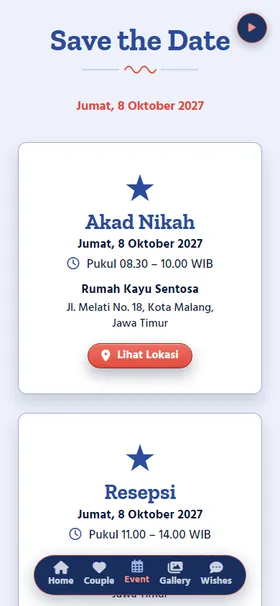 Detail acara undangan Mercusuar Navy