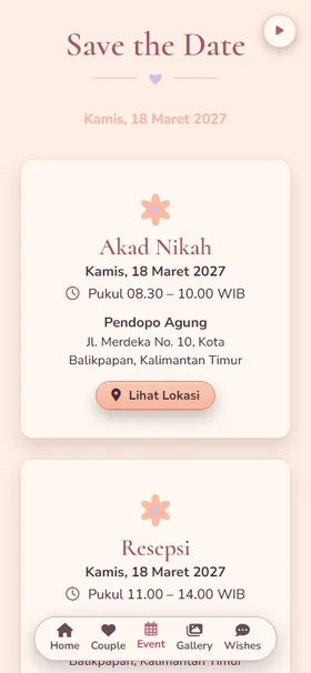 Detail acara undangan Cat Air Persik