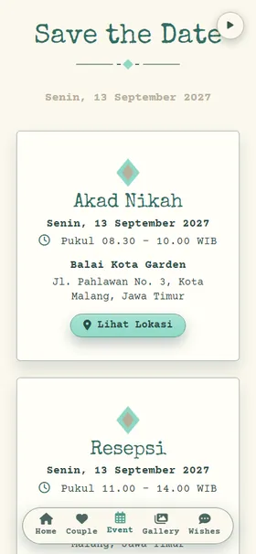 Detail acara undangan Mesin Tik Mint