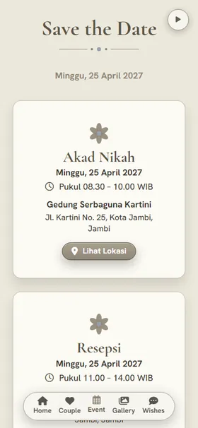 Detail acara undangan Dandelion Taupe
