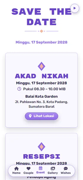 Detail acara undangan Mozaik Balok