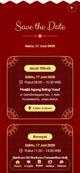 Detail acara undangan Mandala Merah Emas