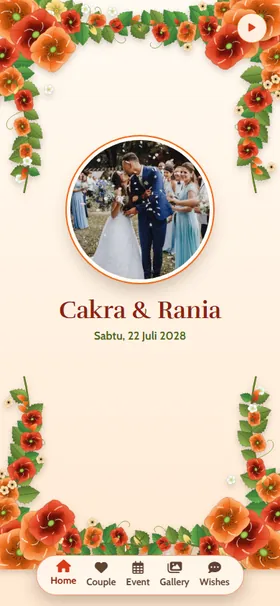 Tampilan awal undangan Padang Poppy Jingga
