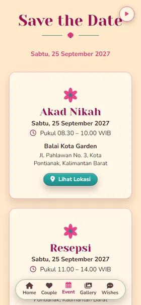 Detail acara undangan Kembang Sepatu Tropis