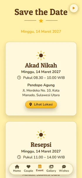 Detail acara undangan Bunga Matahari Menoleh