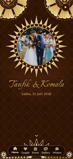 Tampilan awal undangan Mandala Foil Cokelat