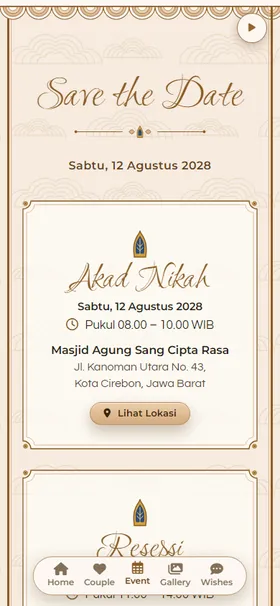 Detail acara undangan Mega Mendung Wayang