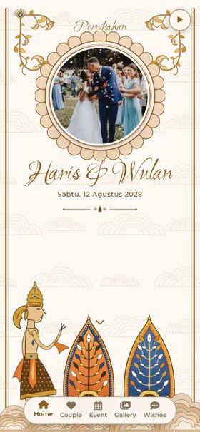 Tampilan awal undangan Mega Mendung Wayang