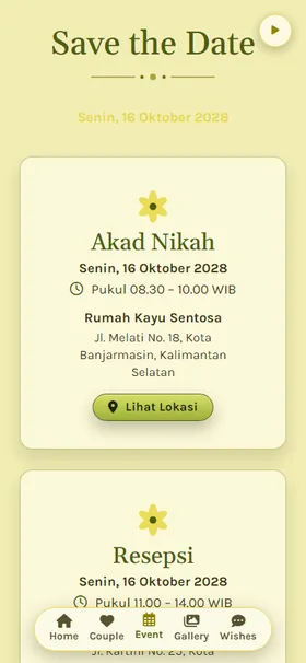 Detail acara undangan Kenanga Cempaka