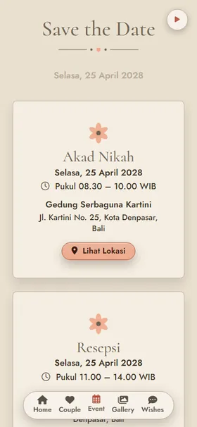 Detail acara undangan Protea Boho