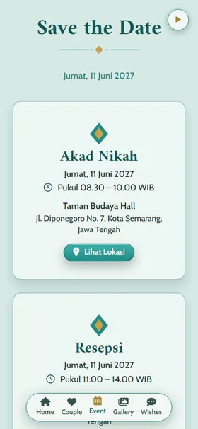 Detail acara undangan Taman Firdaus