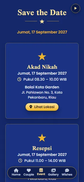 Detail acara undangan Bintang Delapan Navy