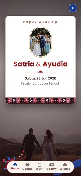 Tampilan awal undangan Batik Pita Biru
