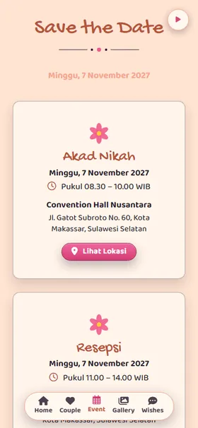 Detail acara undangan Kolase Bunga Kertas