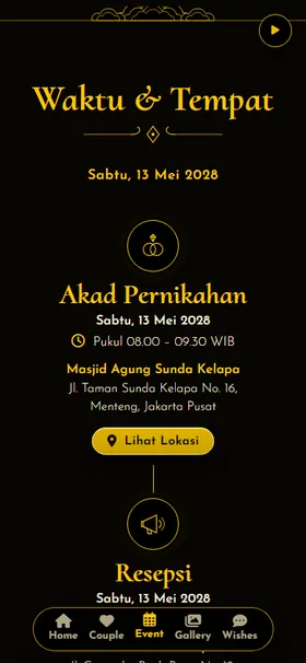 Detail acara undangan Mega Mendung Emas
