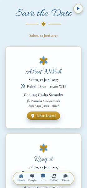 Detail acara undangan Krokus Biru Emas