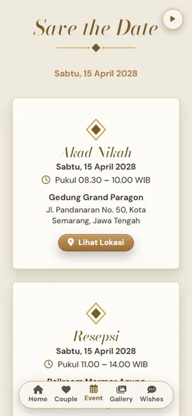 Detail acara undangan Marmer Pampas