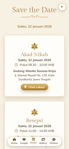 Detail acara undangan Mendung Gading