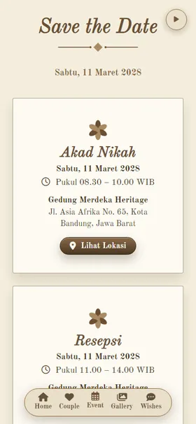Detail acara undangan Tempo Doeloe Sepia