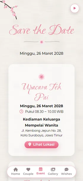 Detail acara undangan Tinta Sakura