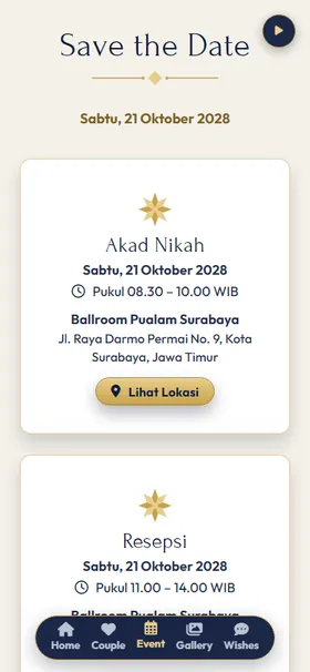 Detail acara undangan Akik Navy Emas