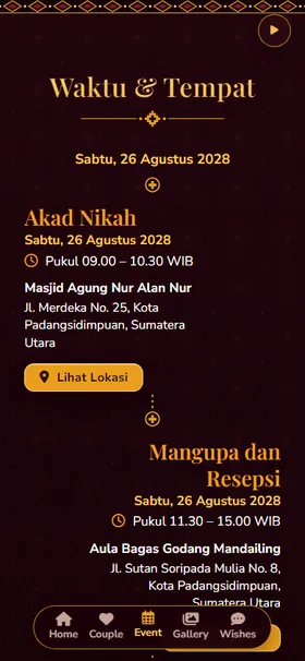 Detail acara undangan Ulos Marun