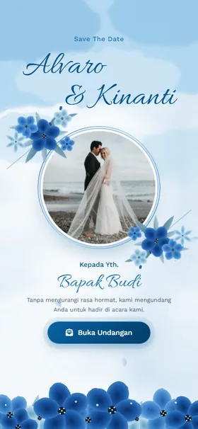 Sampul undangan Blue Watercolor Floral