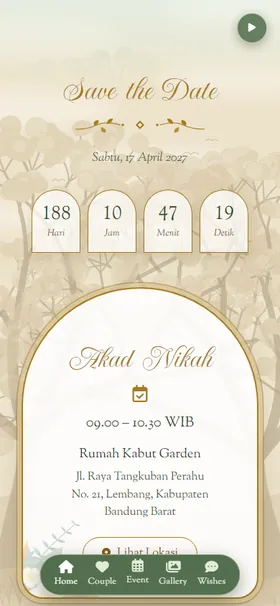 Detail acara undangan Misty Forest Arch