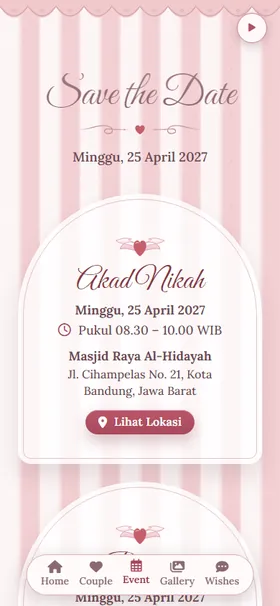 Detail acara undangan Surat Bersayap