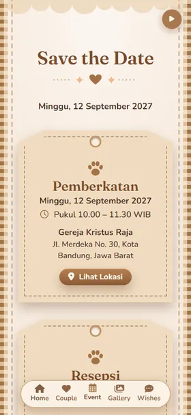 Detail acara undangan Beruang Cokelat
