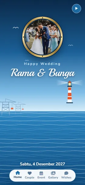 Tampilan awal undangan Dermaga Biru