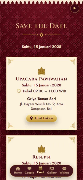Detail acara undangan Gerbang Senja