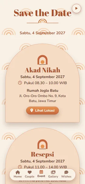 Detail acara undangan Senja Terakota