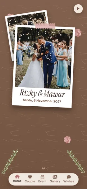Tampilan awal undangan Mocha Mawar