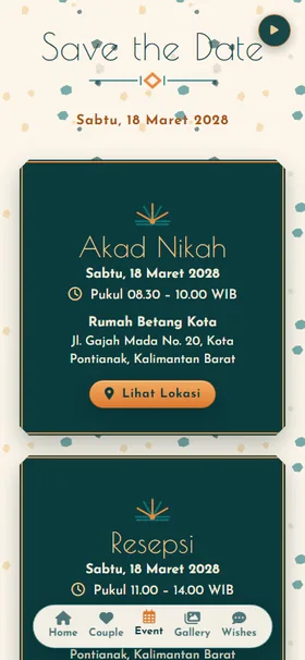 Detail acara undangan Tosca Senja