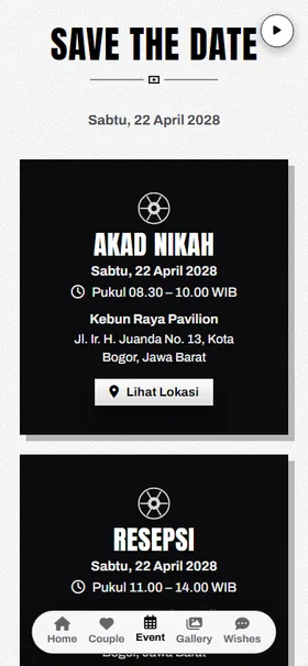 Detail acara undangan Hitam Putih Studio