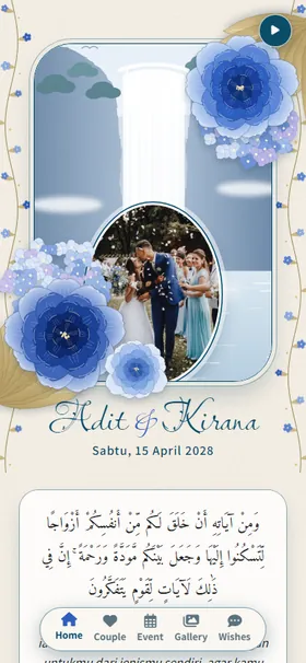Tampilan awal undangan Bunga Biru Air Terjun
