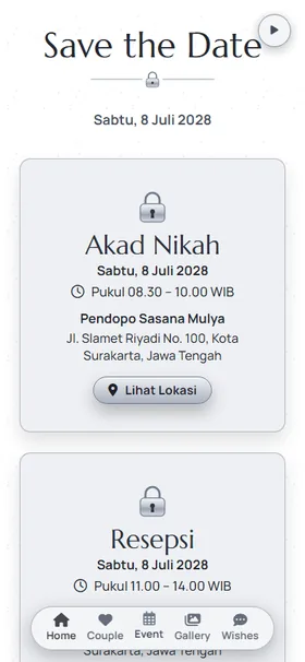 Detail acara undangan Gembok Perak