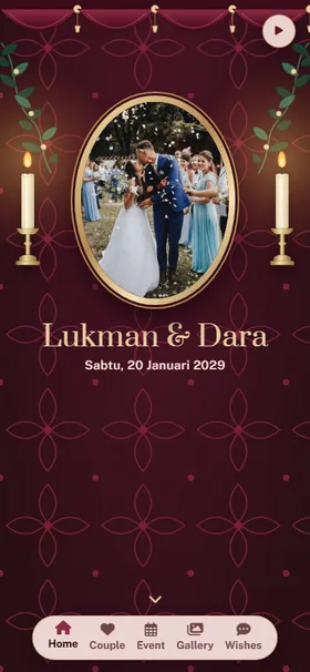 Tampilan awal undangan Lilin Bordeaux