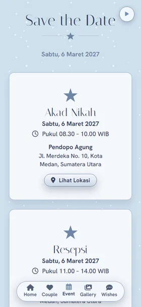 Detail acara undangan Bola Salju Perak