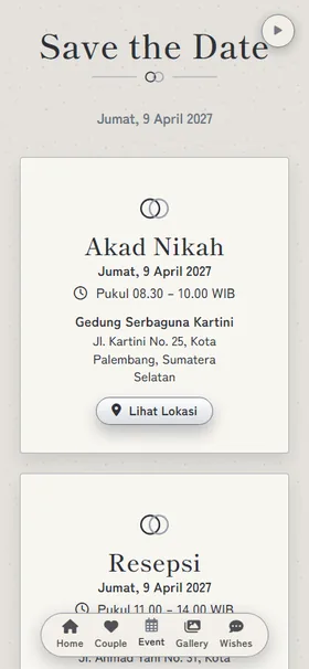 Detail acara undangan Kipas Lipat Putih