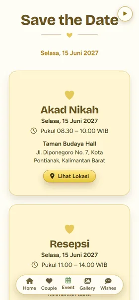Detail acara undangan Kotak Kado Mentega