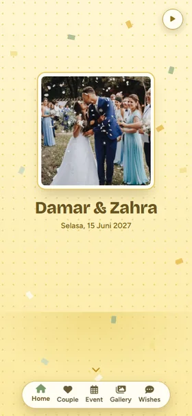 Tampilan awal undangan Kotak Kado Mentega