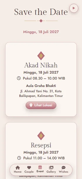 Detail acara undangan Kotak Musik Champagne
